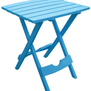 Mesa auxiliar plegable rectangular de resina azul Quik-Fold Pool de Adams