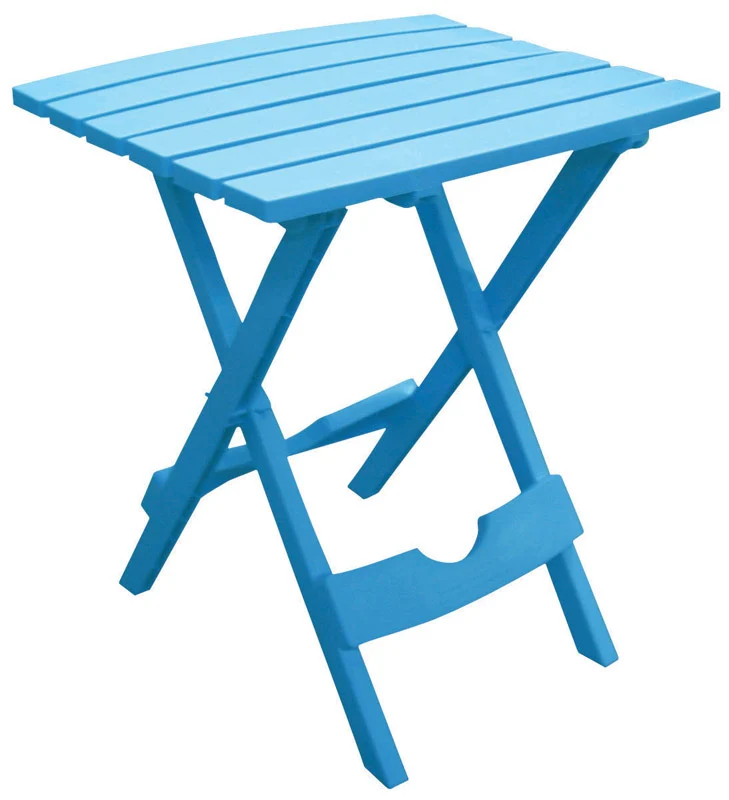 Mesa auxiliar plegable rectangular de resina azul Quik-Fold Pool de Adams