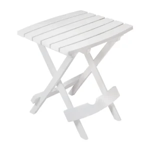 Mesa auxiliar plegable rectangular de resina blanca Adams Quik-Fold - Caja abierta