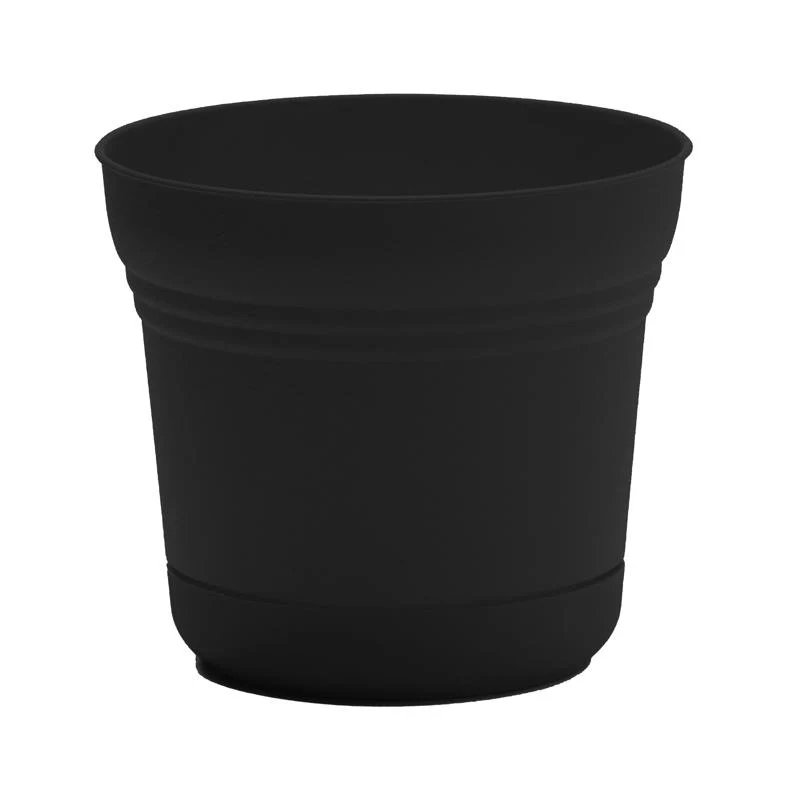Maceta Saturno de plástico Bloem de 27 cm de alto, color negro - Oferta de la semana BLOEM LLC