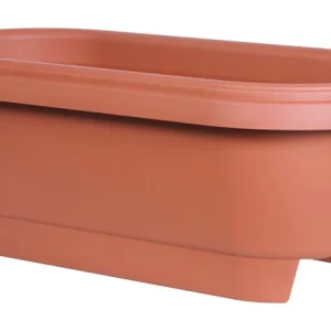 Maceta Bloem de 24 pulgadas de alto x 24 pulgadas de ancho con barandilla de resina para terraza, color terracota - Oferta...