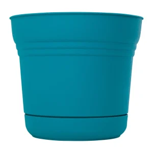 Maceta tradicional de resina Bloem Saturn de 11,4 cm de alto x 12,7 cm de ancho, color verde azulado Bermuda - Oferta de l...