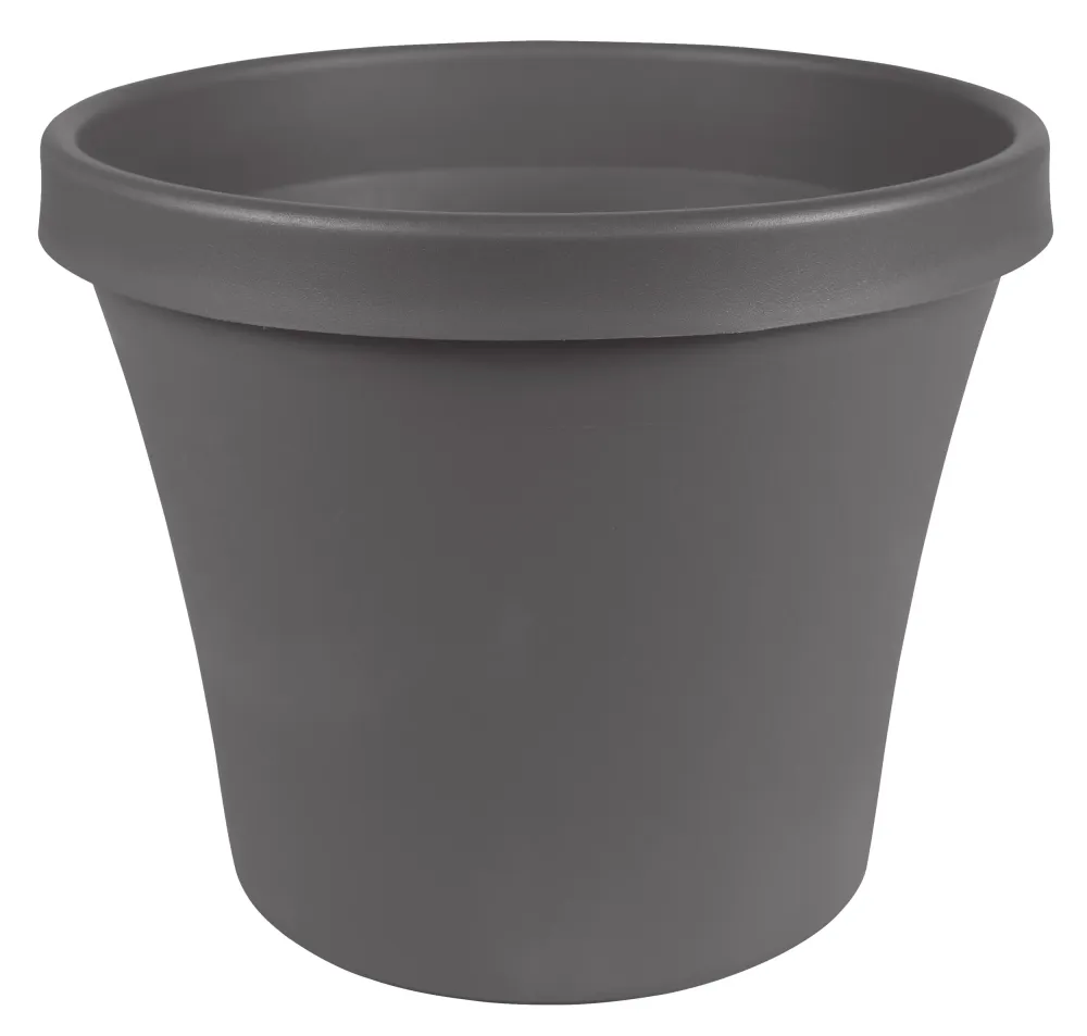 Maceta tradicional de resina Bloem Terra de 27 cm de alto x 33 cm de ancho x 23 cm de profundidad, color carbón - Oferta d...