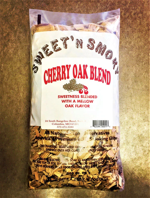 Virutas de madera para ahumar Chigger Creek Sweet' N Smoky, mezcla de roble y cerezo totalmente natural, 200 pulgadas cúbicas