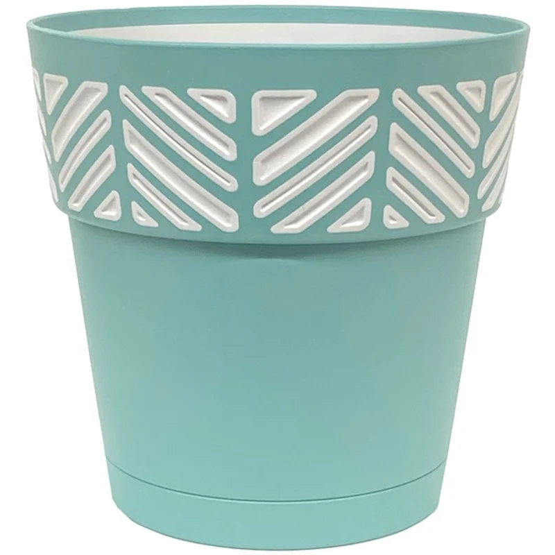 Maceta de mosaico de resina Deroma de 19 cm de alto x 20 cm de ancho x 20 cm de profundidad, color verde azulado - Oferta...