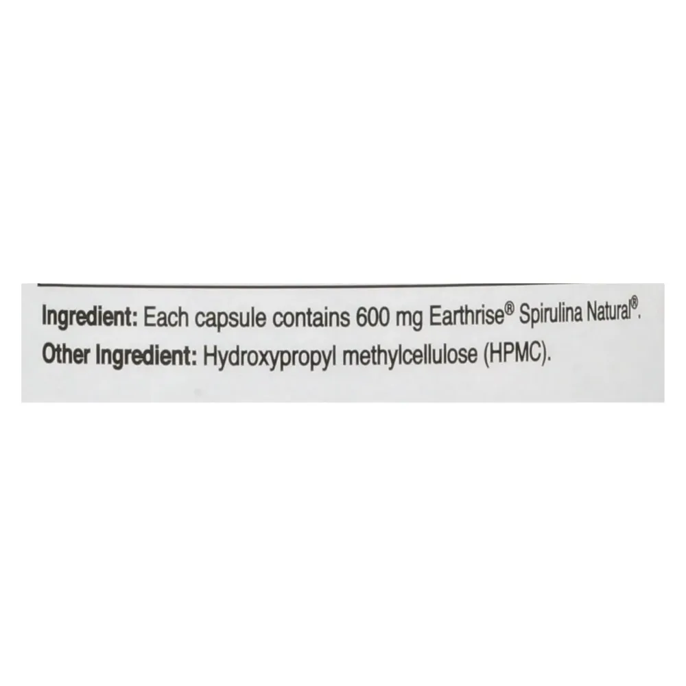 Espirulina natural Earthrise - 600 mg - 300 cápsulas