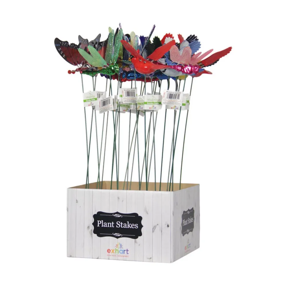 Estacas de jardín variadas Windywing de Exhart, de 13 pulgadas de alto, de metal y plástico (caja de 24)