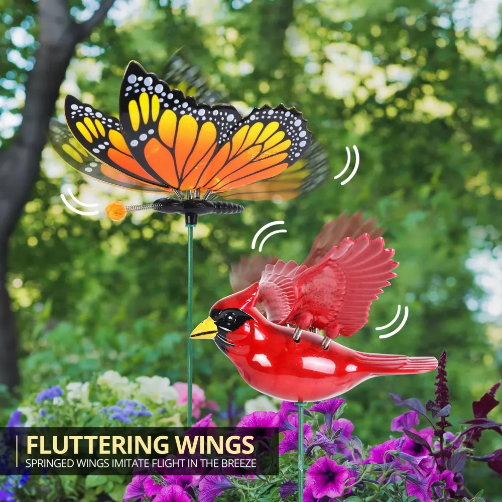 Estacas de jardín variadas Windywing de Exhart, de 13 pulgadas de alto, de metal y plástico (caja de 24)