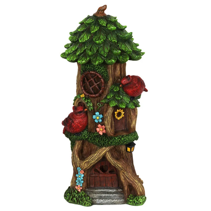 Estatua de jardín de casa de hadas multicolor de resina Exhart de 14 pulgadas