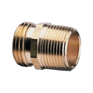 Conector de manguera doble macho roscado de latón de 3/4 pulg. de Gilmour