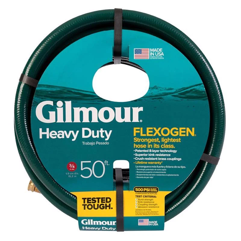 Manguera gris de alta resistencia Gilmour Flexogen de 3/4 pulg. de diámetro x 50 pies de largo