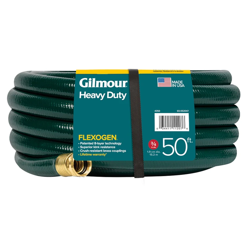 Manguera gris de alta resistencia Gilmour Flexogen de 3/4 pulg. de diámetro x 50 pies de largo