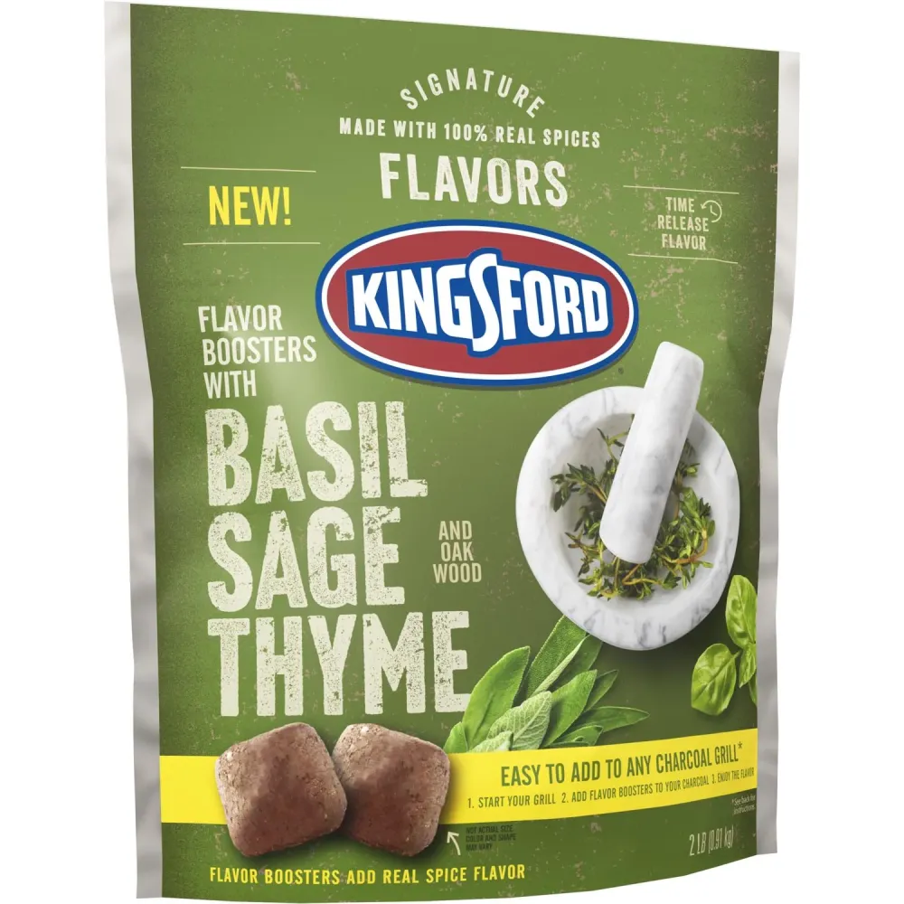 Briquetas de carbón con albahaca, salvia y tomillo totalmente naturales de Kingsford Signature Flavors, 2 lb