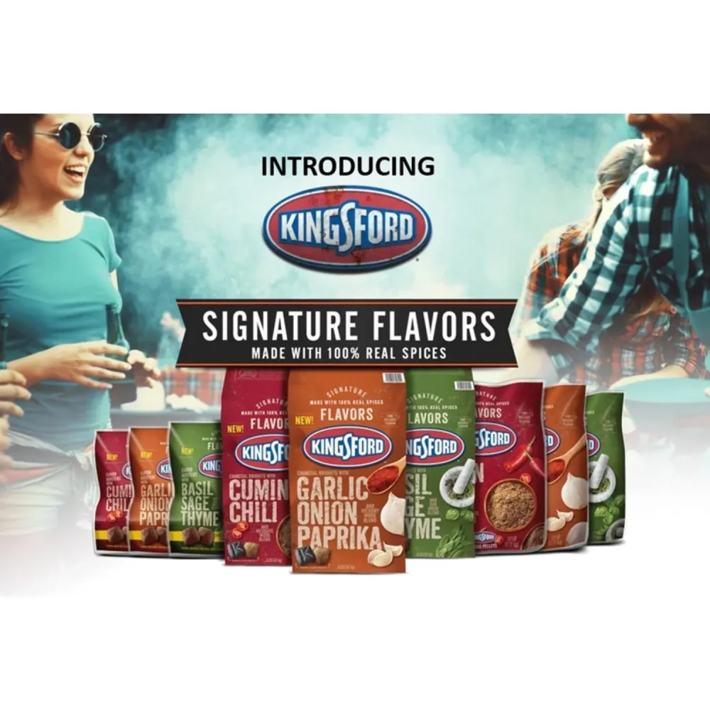 Briquetas de carbón con albahaca, salvia y tomillo totalmente naturales de Kingsford Signature Flavors, 2 lb