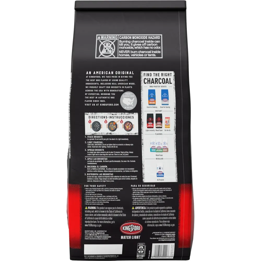 Briquetas de carbón para encender cerillas Kingsford Match Light de 12 lb