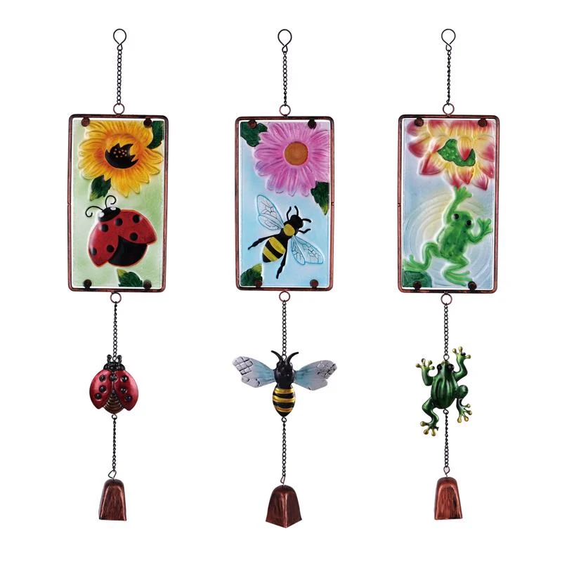 Decoración para exteriores variada de vidrio y hierro multicolor Meadowcreek de 24 pulgadas de alto (paquete de 6)