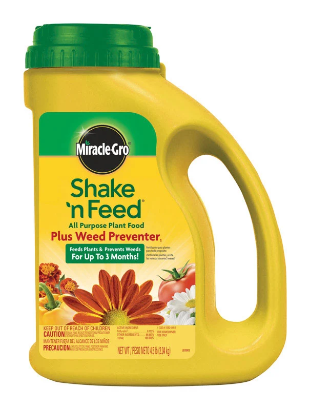 Gránulos Miracle-Gro Shake 'N Feed, herbicida y fertilizante para plantas, 4,5 lb