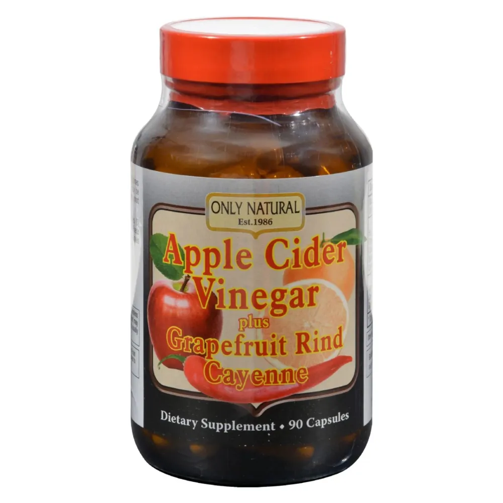 Vinagre de sidra de manzana Only Natural con cáscara de pomelo y pimienta de cayena - 500 mg - 90 cápsulas