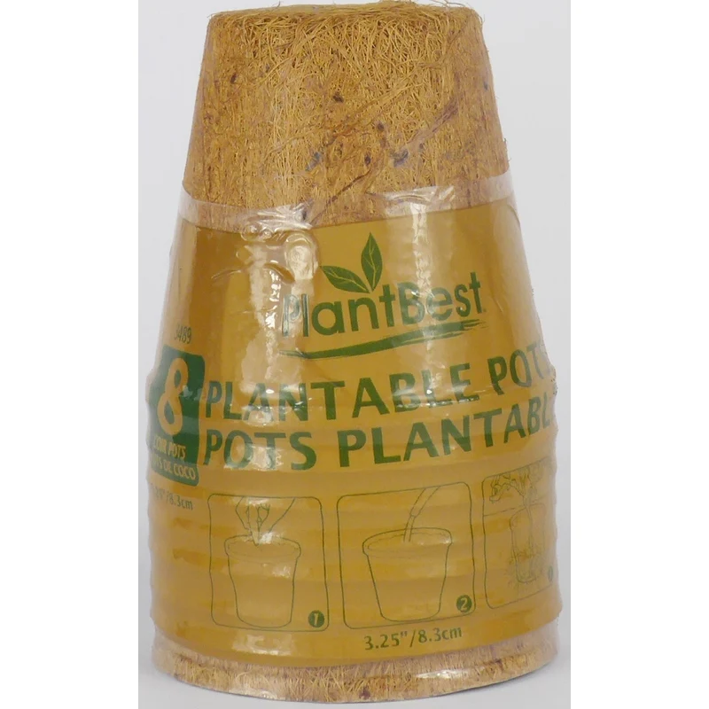 Maceta de turba de fibra de coco biodegradable Planters Pride, 3,25 x 3 x 9 pulgadas. PlantBest
