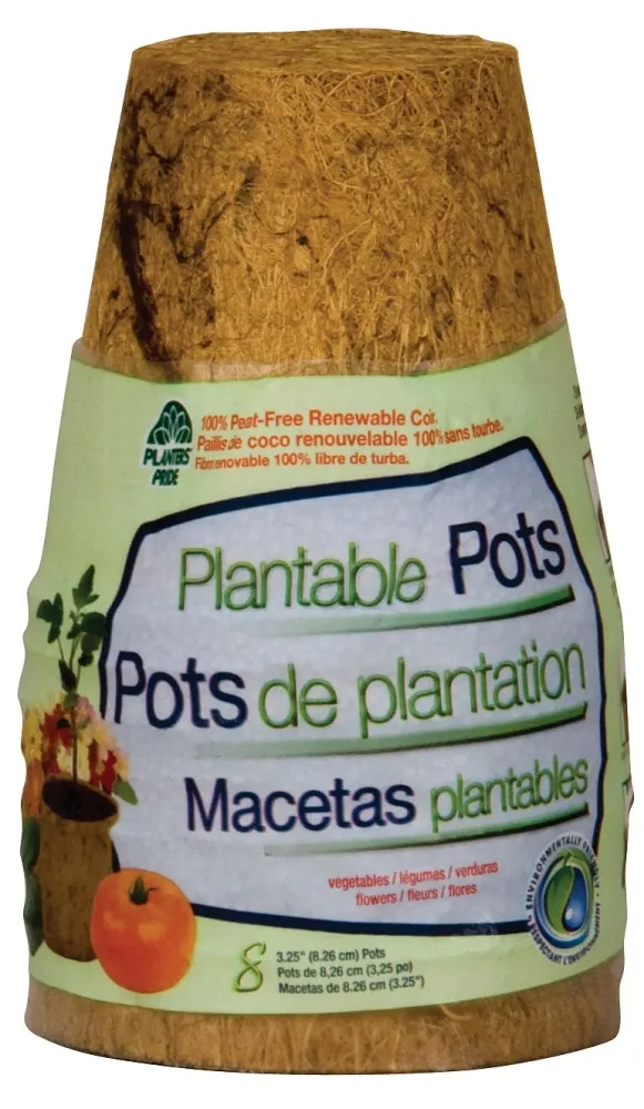 Maceta de turba de fibra de coco biodegradable Planters Pride, 3,25 x 3 x 9 pulgadas. PlantBest