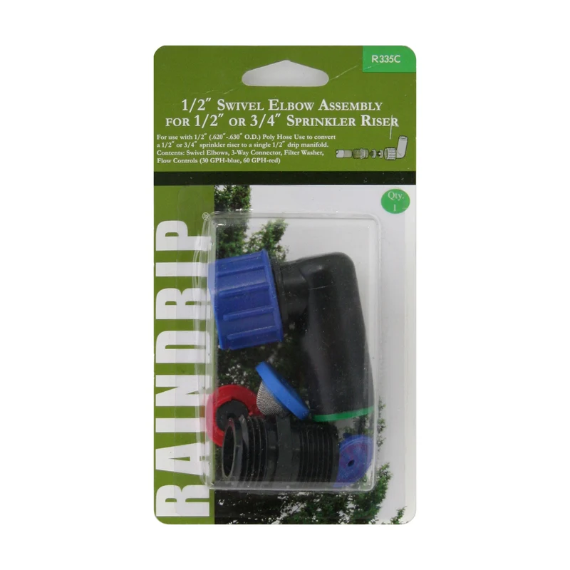 Adaptador giratorio para riego por goteo Raindrip de 1/2 pulg., paquete de 1