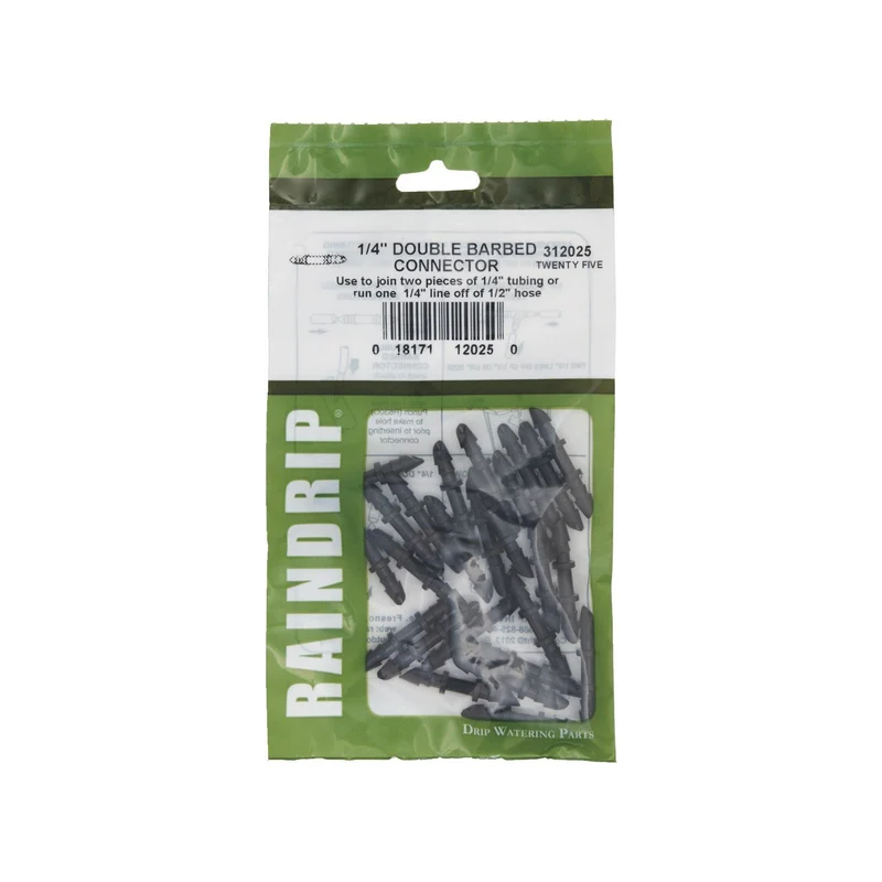 Conector de riego por goteo de púas Raindrip de 1/4 pulg., paquete de 25 - Oferta de la semana