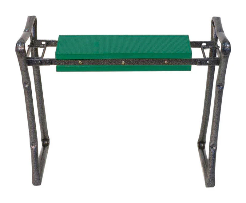 Rodillera/asiento plegable para jardín Rugg HeirLoom de espuma/acero negro/verde de 24,5 L.