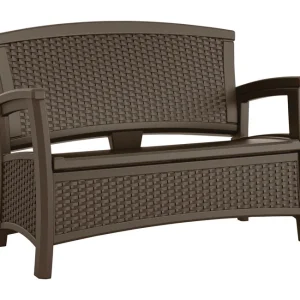 Banco de almacenamiento de mimbre de resina Suncast Elements de 35,5 pulgadas de alto x 47 pulgadas de largo x 29,75 pulga...