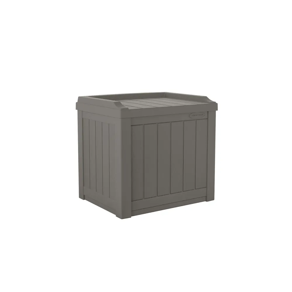 Caja de plástico gris Suncast de 22 pulgadas de ancho x 17 pulgadas de profundidad con asiento, 22 galones