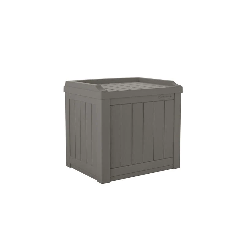 Caja de plástico gris Suncast de 22 pulgadas de ancho x 17 pulgadas de profundidad con asiento, 22 galones