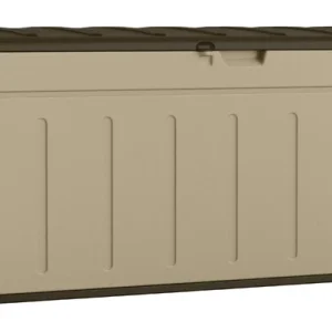 Caja de plástico Suncast de 23 pulgadas de alto x 52 pulgadas de ancho x 26,75 pulgadas de profundidad en color beige