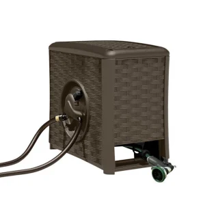 Carrete de manguera automático accionado por agua de color marrón Suncast Aquawinder de 125 pies