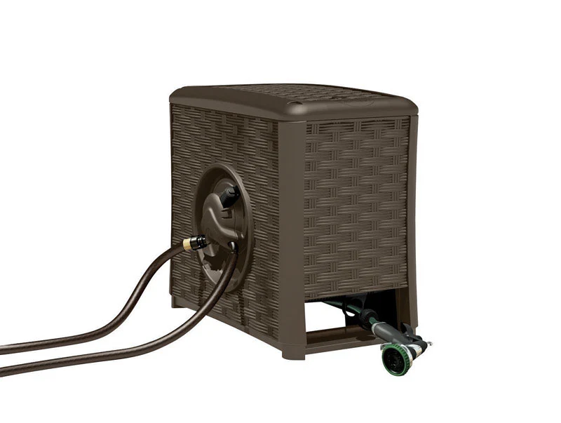 Carrete de manguera automático accionado por agua de color marrón Suncast Aquawinder de 125 pies