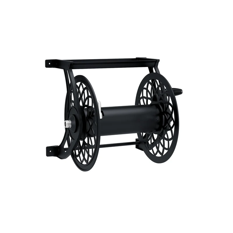 Carrete de manguera retráctil de acero negro para montaje en pared Suncast con capacidad de 125 pies