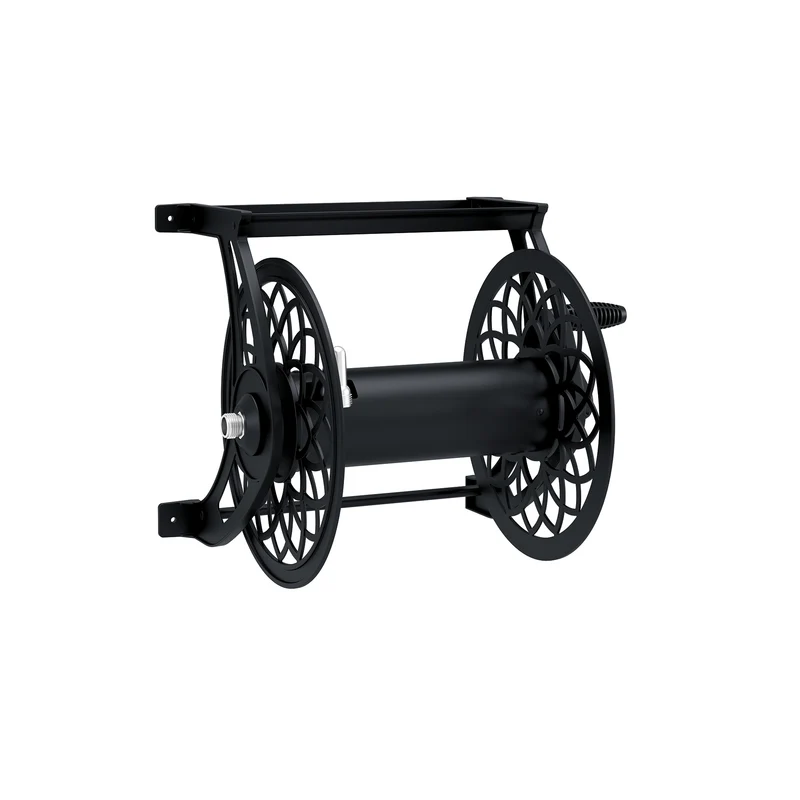 Carrete de manguera retráctil de acero negro para montaje en pared Suncast con capacidad de 125 pies