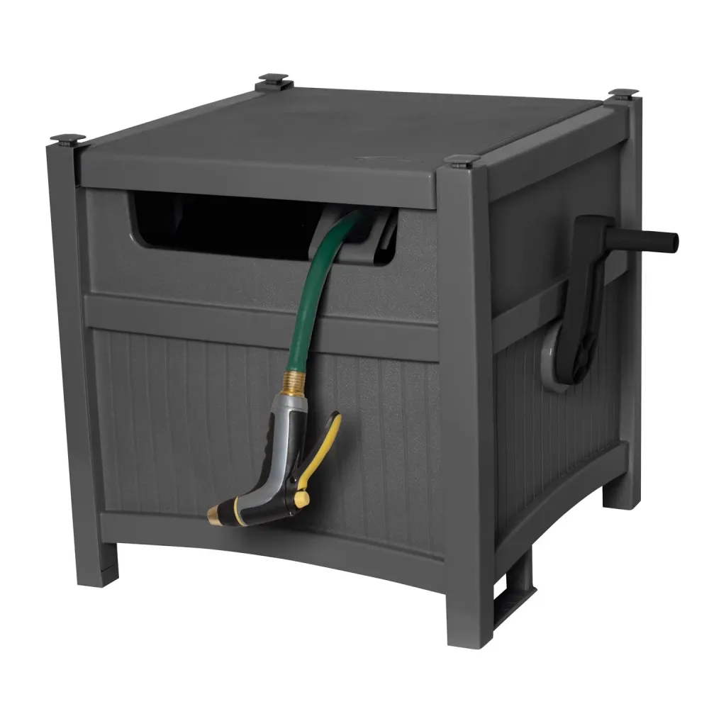Carrete de manguera retráctil independiente y oculto de color gris Suncast Smart Trak de 225 pies