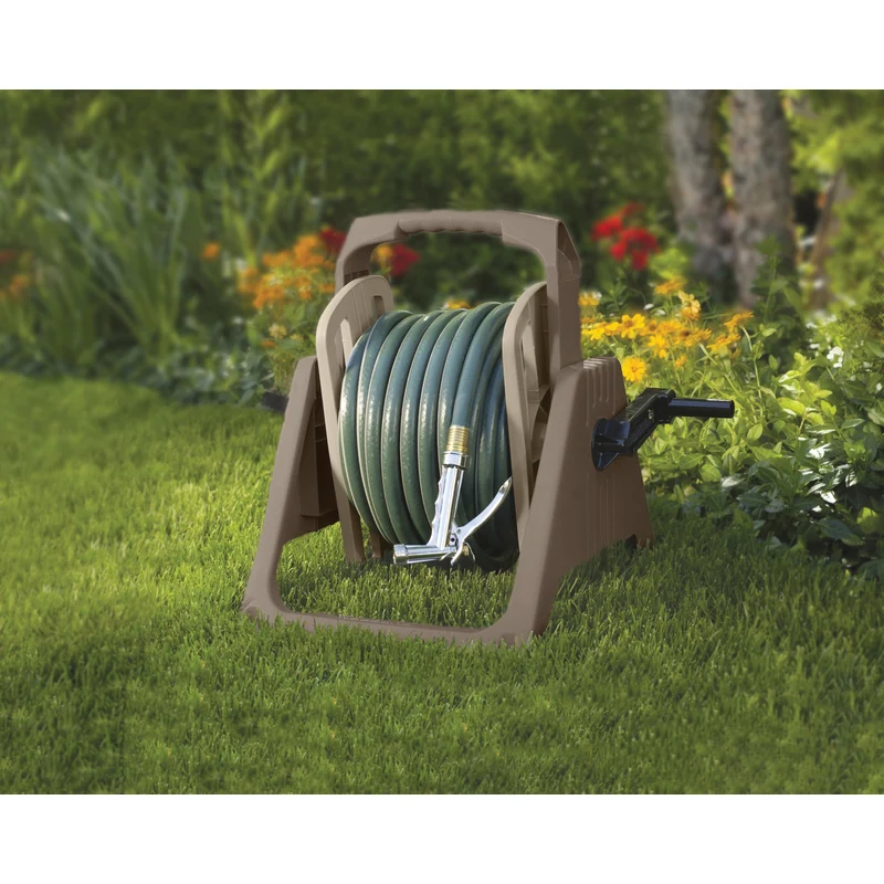 Carrete de manguera retráctil de pared Suncast de resina color topo con capacidad de 30 m - Oferta de la semana