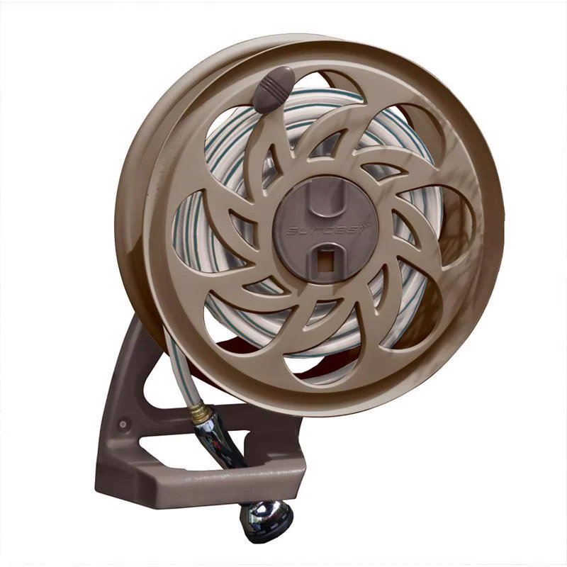 Carrete de manguera Suncast Side Tracker de resina marrón, para montaje en pared, oculto, con capacidad de 38 m - Oferta d...