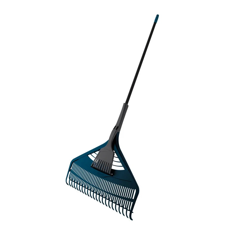 Rastrillo de hojas de polietileno de 11 púas con mango de acero Suncast de 69,75 l