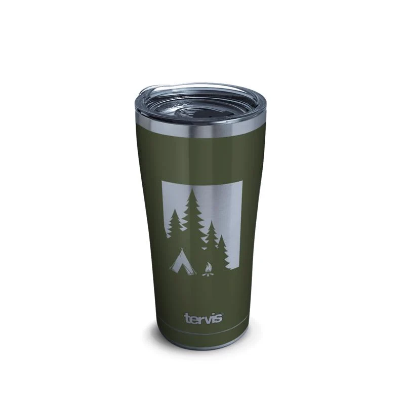 Vaso de doble pared para camping Tervis Sojourn de 20 oz, color gris y verde, sin BPA