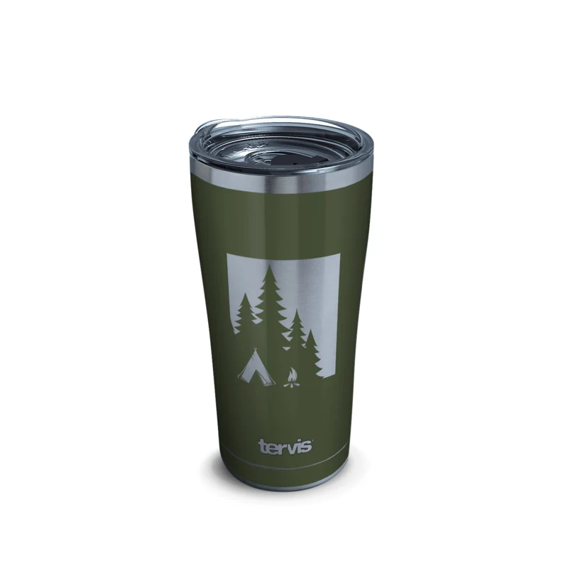 Vaso de doble pared para camping Tervis Sojourn de 20 oz, color gris y verde, sin BPA