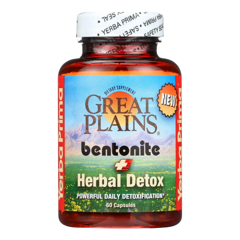 Bentonita y desintoxicante Great Plains de Yerba Prima - 60 cápsulas