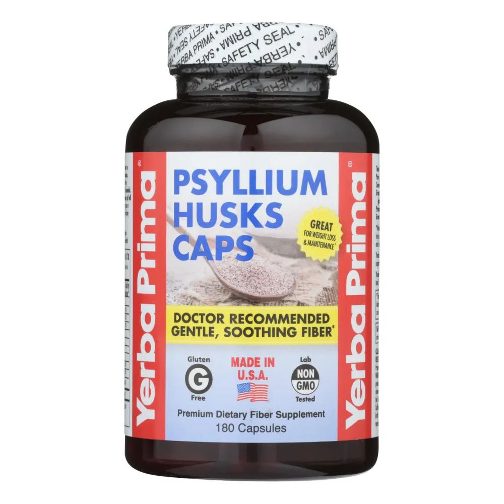 Cápsulas de cáscara de psyllium de Yerba Prima - 180 cápsulas