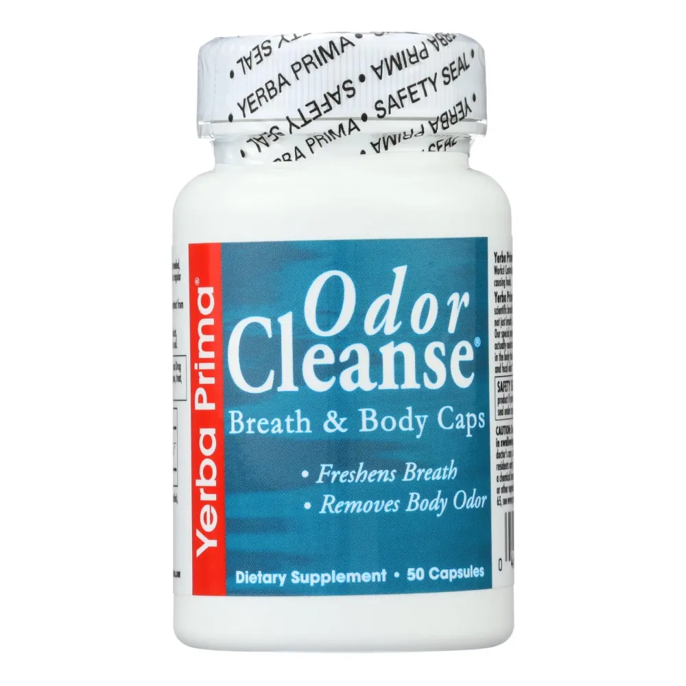 Yerba Prima Odor Cleanse - Limpiador de olores para el cuerpo y el aliento - 50 cápsulas