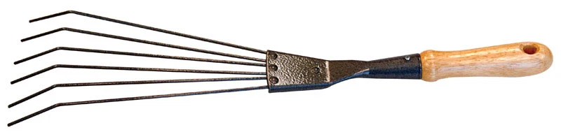 Rastrillo para arbustos de aluminio de 6 dientes con mango de madera Ace