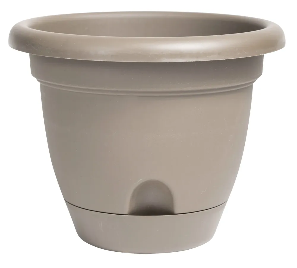 Jardinera de plástico con autorriego Bloem Lucca Pebble Stone de 10 pulgadas Bloem Llc