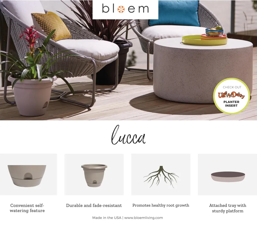Jardinera de plástico con autorriego Bloem Lucca Pebble Stone de 10 pulgadas Bloem Llc