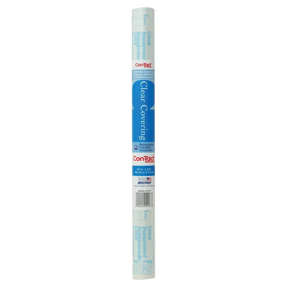 Revestimiento transparente autoadhesivo para estantes de la marca Con-Tact, 9 pies de largo x 18 pulgadas de ancho (caja d...