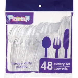 Cubiertos de plástico para fiestas Diamond Visions, paquete de 48 (paquete de 48)