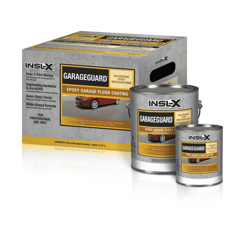 Kit de revestimiento de piso epoxi base de agua semibrillante en tono arena del desierto Insl-X GarageGuard, 1 galón